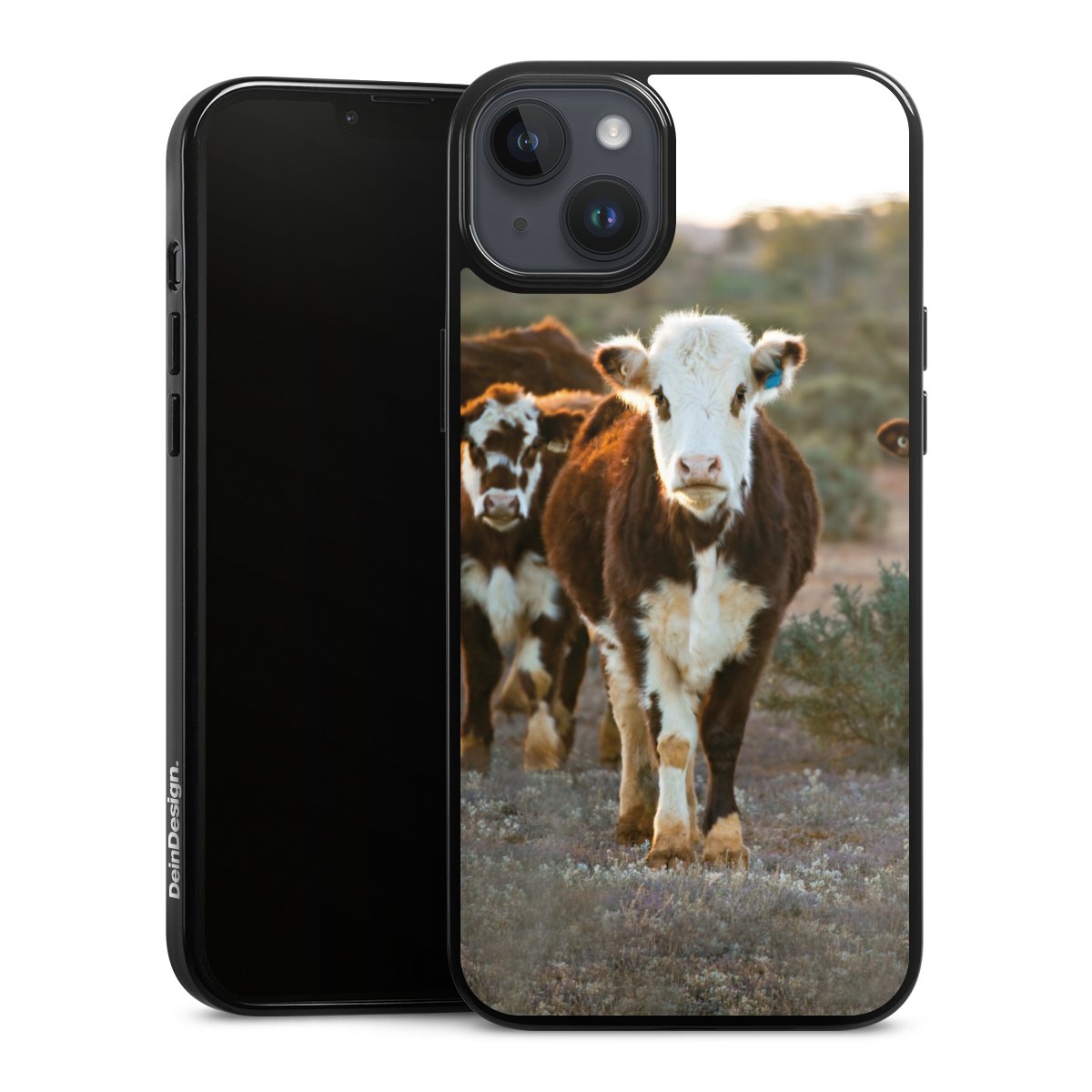 iPhone 14 Plus Handy Silikon Hülle Case schwarz Handyhülle Cow Farmer Calf