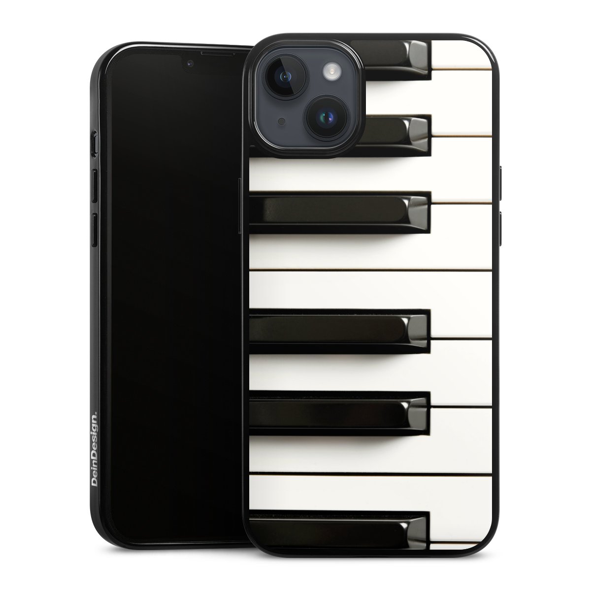 iPhone 14 Plus Handy Silikon Hülle Case schwarz Handyhülle Klavier Piano Music