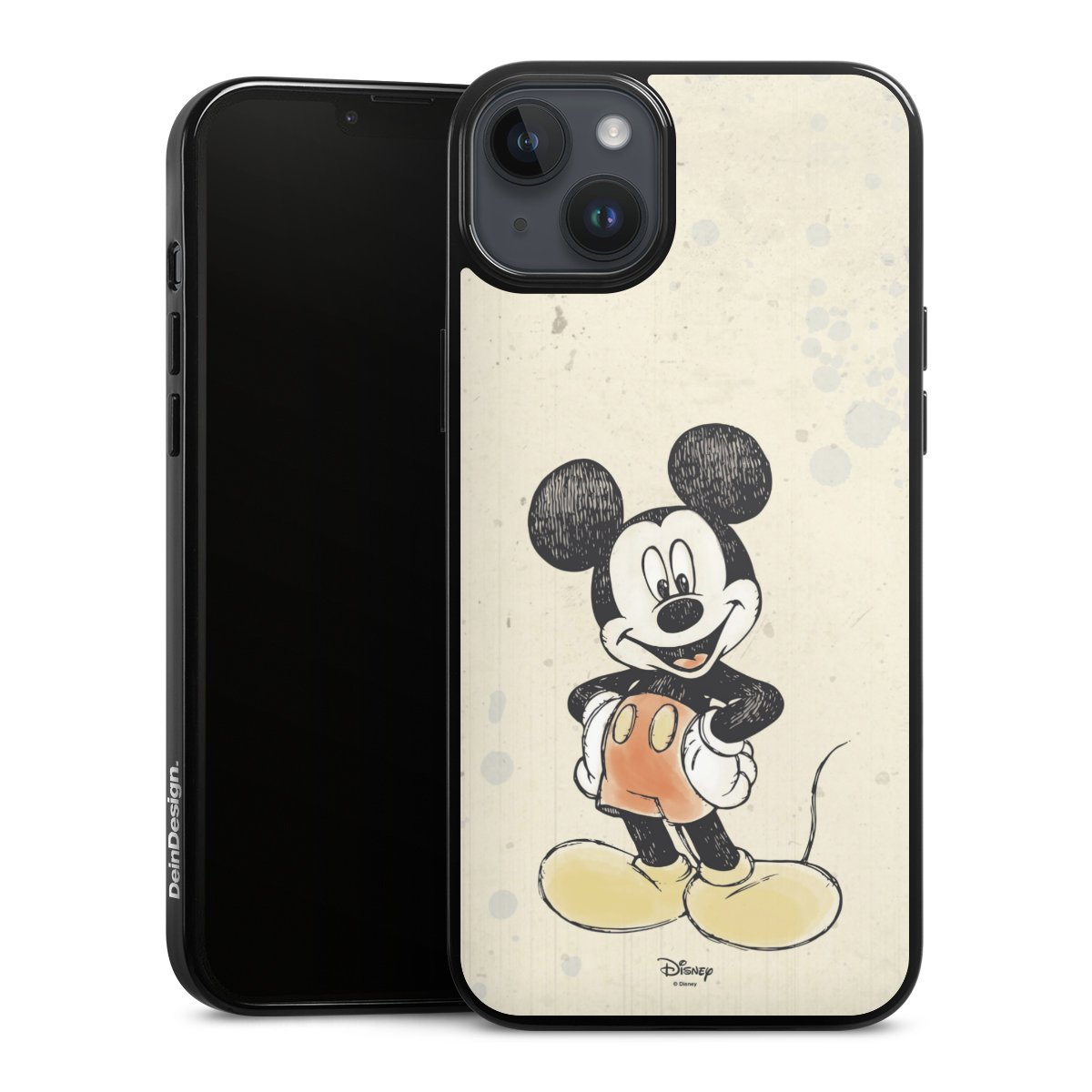 iPhone 14 Plus Handy Silikon Hülle Case schwarz Handyhülle Water Colour Mickey & Minnie Mouse Official Licensed Product