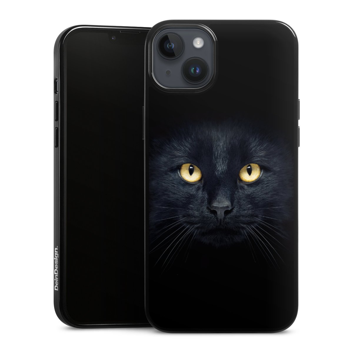 iPhone 14 Plus Handy Silikon Hülle Case schwarz Handyhülle Eye Cat Black