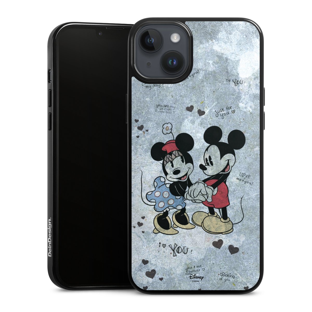 iPhone 14 Plus Handy Silikon Hülle Case schwarz Handyhülle Mickey & Minnie Mouse Vintage Disney