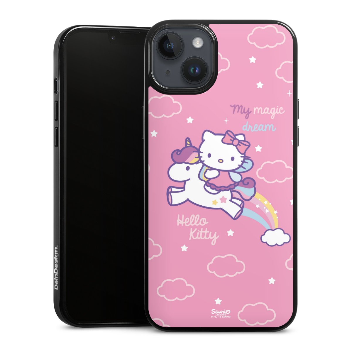 iPhone 14 Plus Handy Silikon Hülle Case schwarz Handyhülle Einhorn Official Licensed Product Hello Kitty