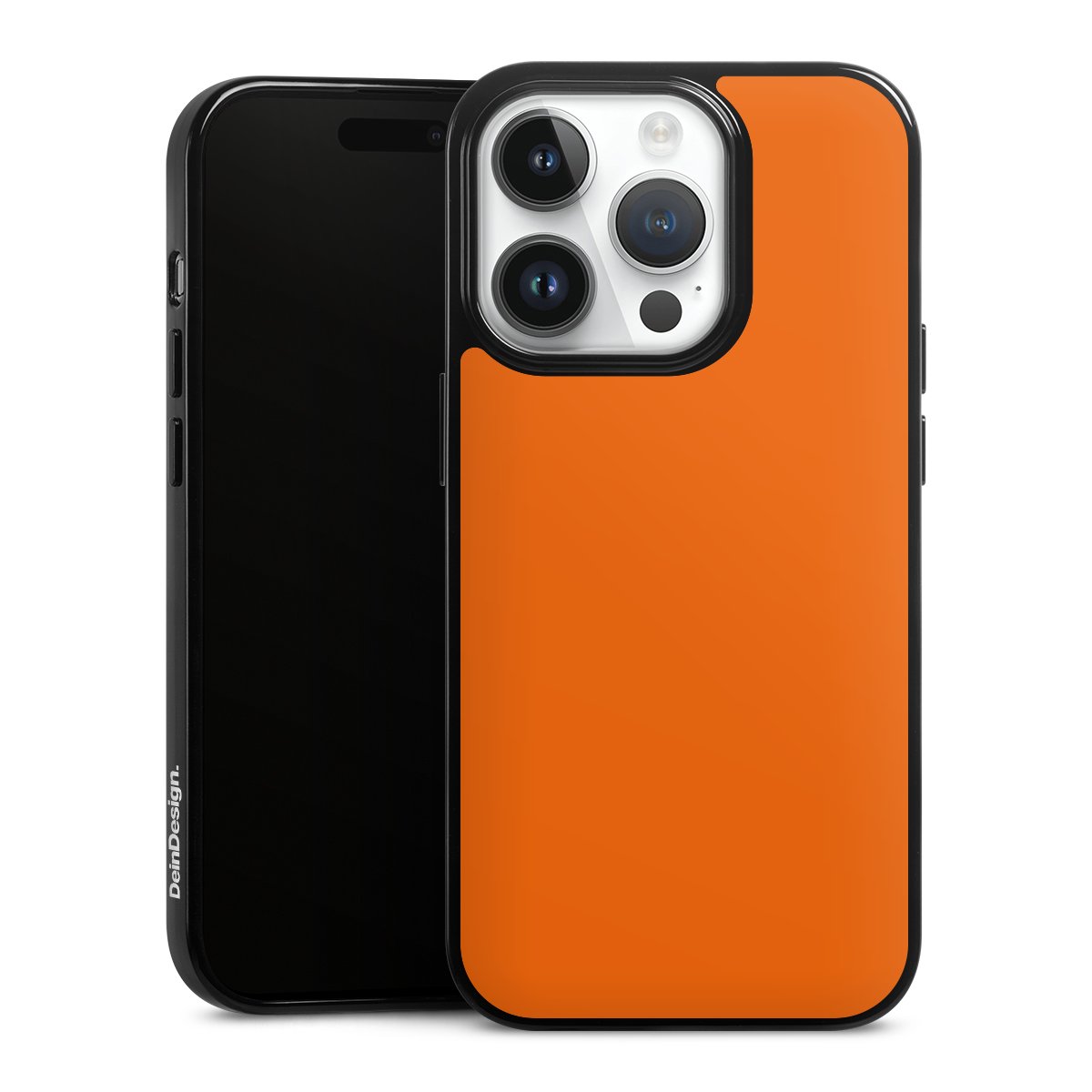 iPhone 14 Pro Handy Silikon Hülle Case schwarz Handyhülle Orange Colour Unicoloured