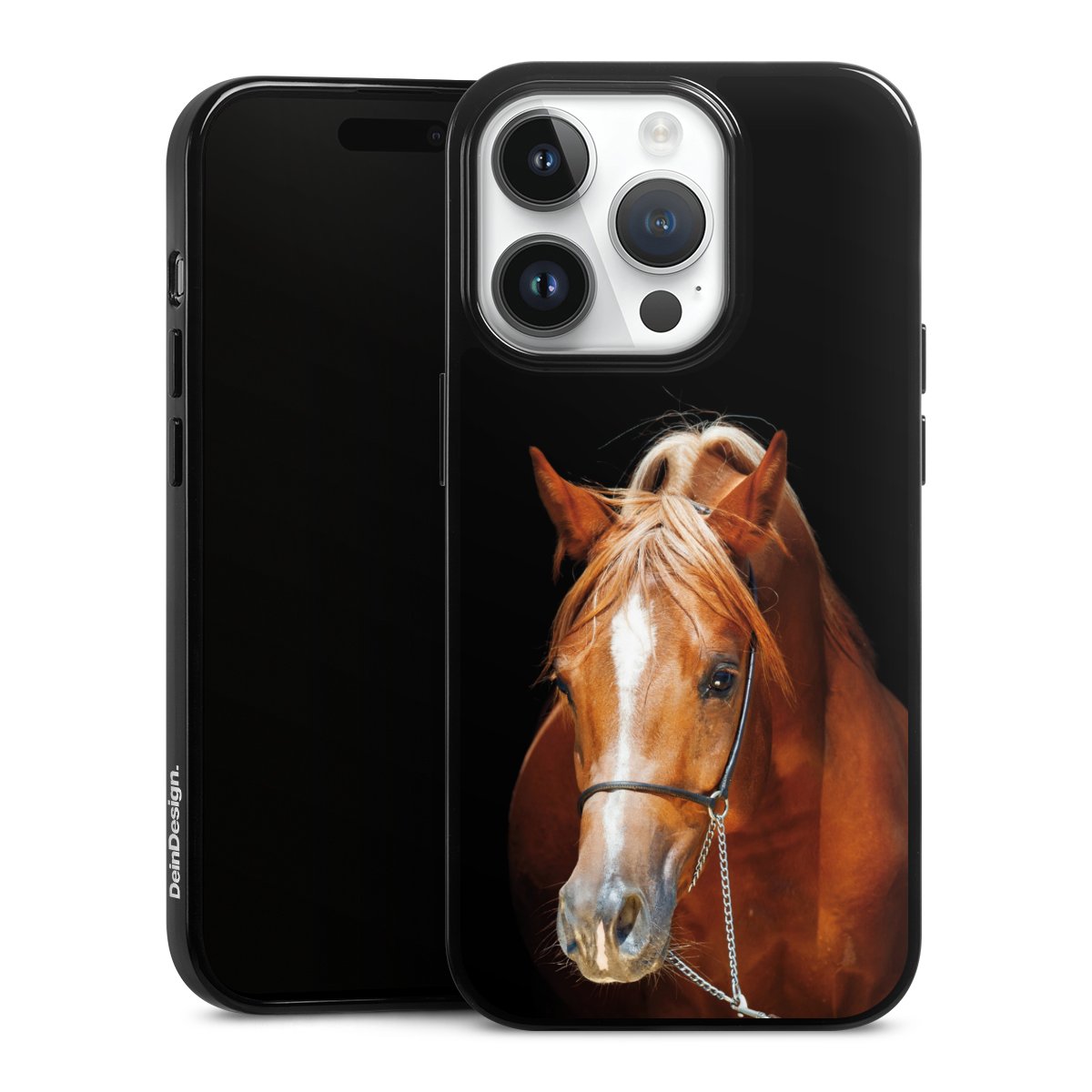 iPhone 14 Pro Handy Silikon Hülle Case schwarz Handyhülle Mare Horse Hobby