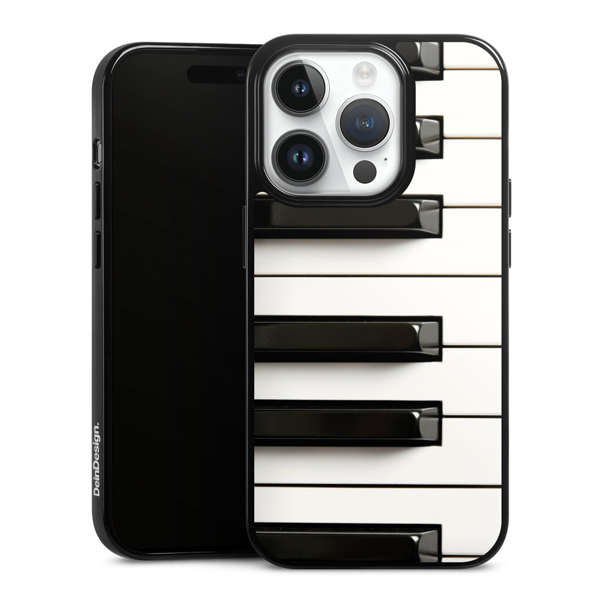 iPhone 14 Pro Handy Silikon Hülle Case schwarz Handyhülle Klavier Piano Music