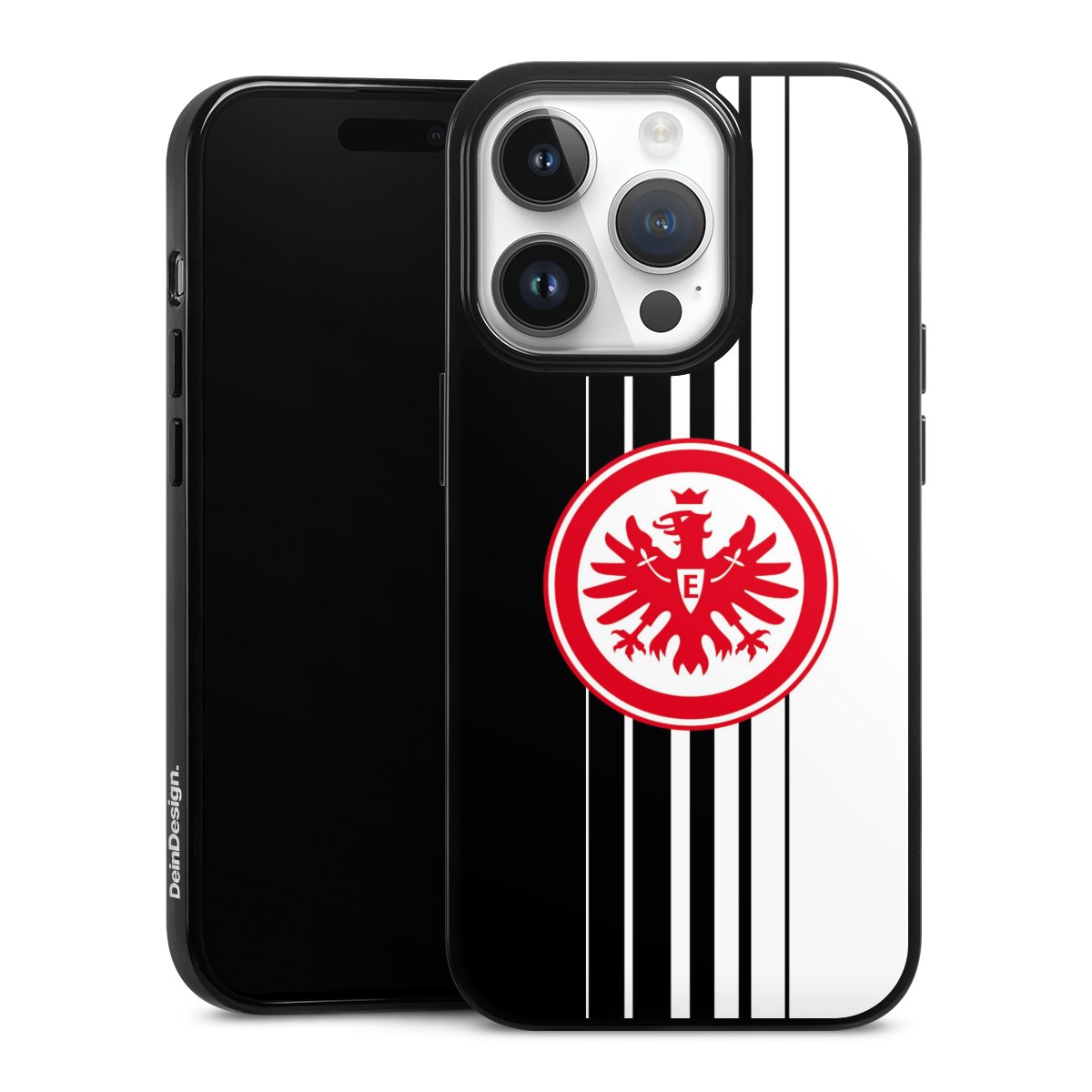 iPhone 14 Pro Handy Silikon Hülle Case schwarz Handyhülle Stripes Eintracht Frankfurt Official Licensed Product