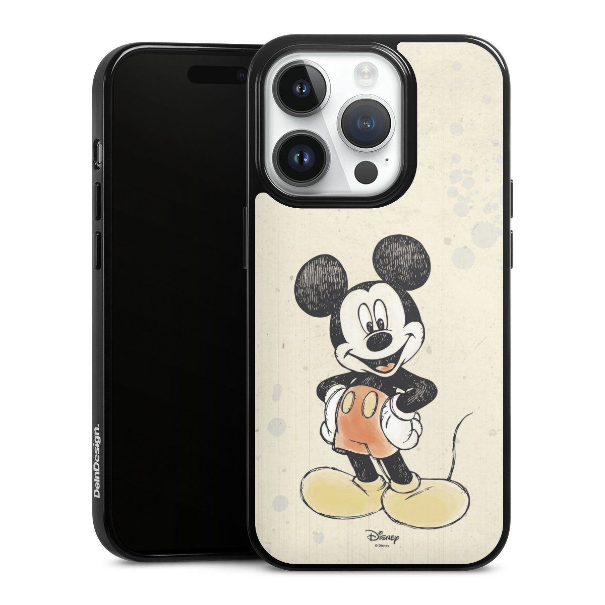 iPhone 14 Pro Handy Silikon Hülle Case schwarz Handyhülle Water Colour Mickey & Minnie Mouse Official Licensed Product