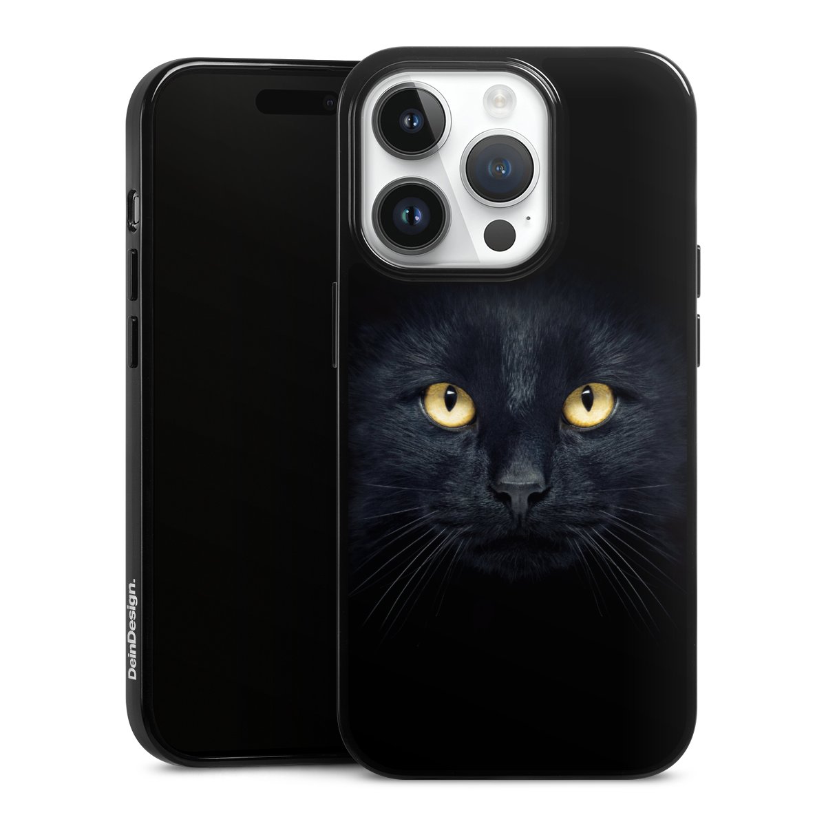 iPhone 14 Pro Handy Silikon Hülle Case schwarz Handyhülle Eye Cat Black