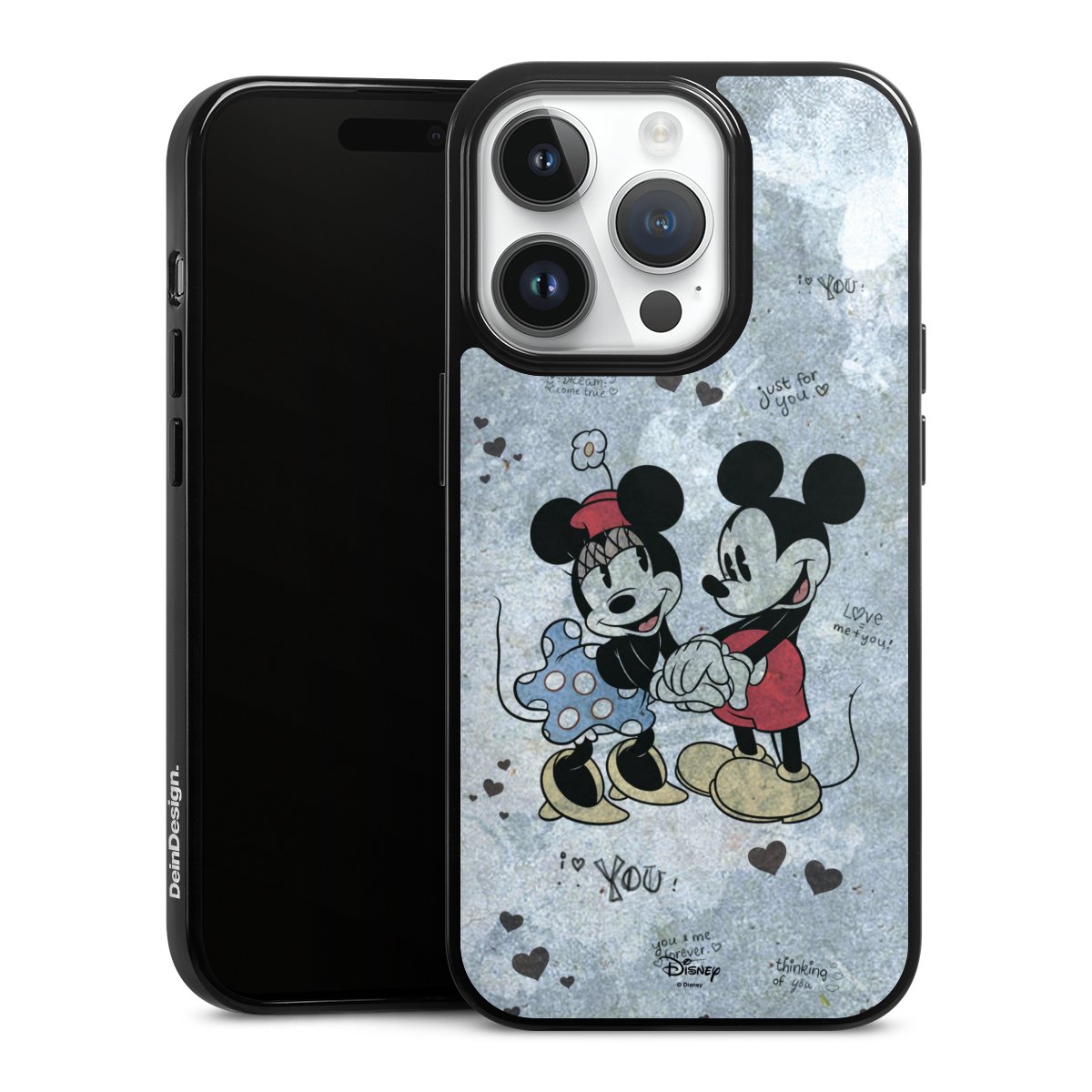 iPhone 14 Pro Handy Silikon Hülle Case schwarz Handyhülle Mickey & Minnie Mouse Vintage Disney