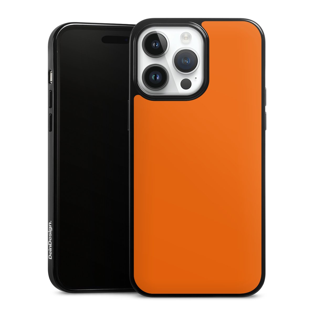 iPhone 14 Pro Max Handy Silikon Hülle Case schwarz Handyhülle Orange Colour Unicoloured