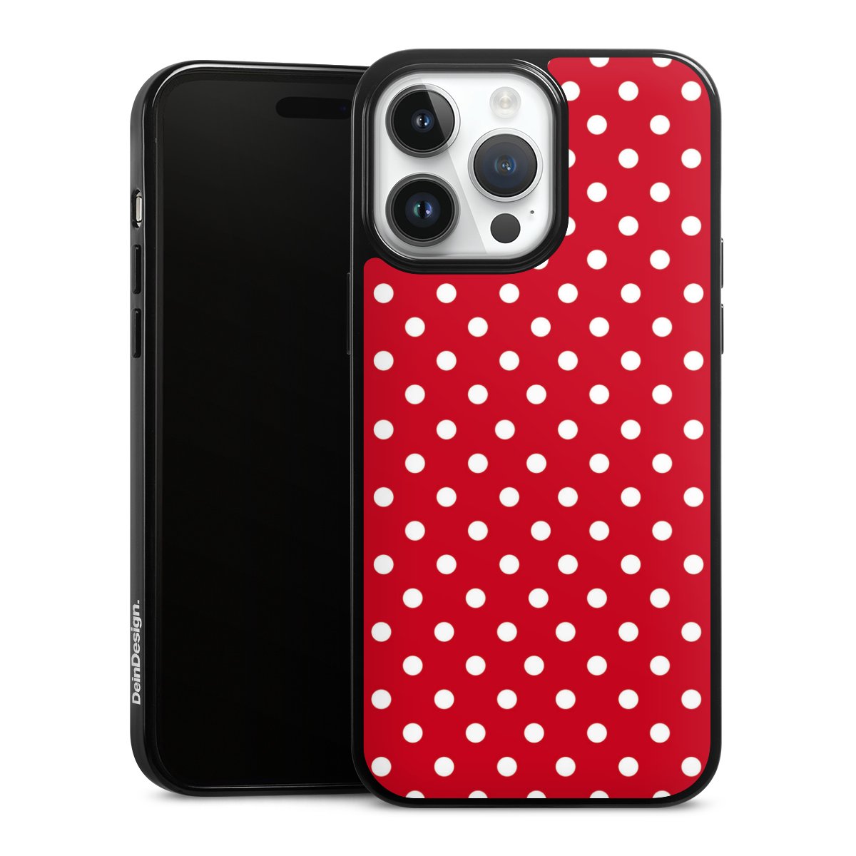 iPhone 14 Pro Max Handy Silikon Hülle Case schwarz Handyhülle Points Polka Dots Retro