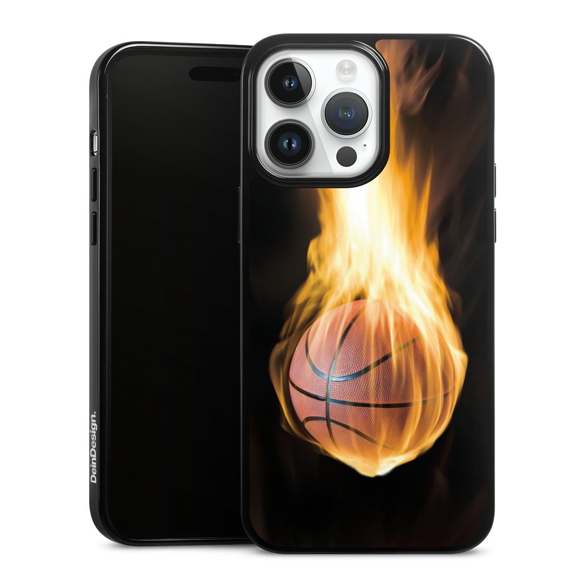 iPhone 14 Pro Max Handy Silikon Hülle Case schwarz Handyhülle Basketball Sports Fire