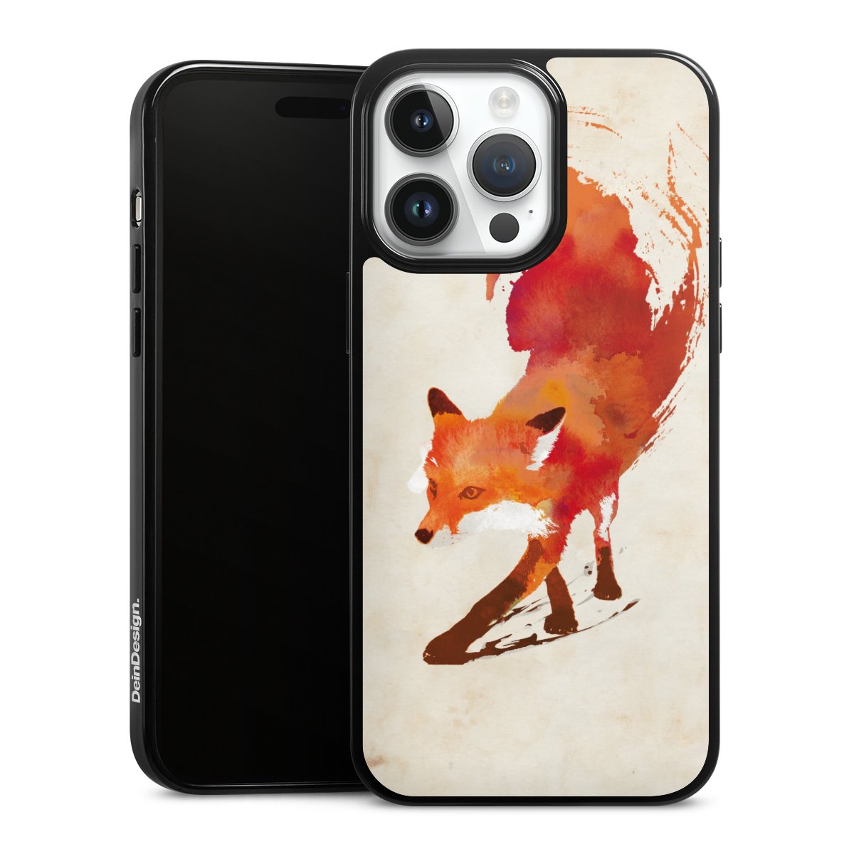 iPhone 14 Pro Max Handy Silikon Hülle Case schwarz Handyhülle Fox Graphic