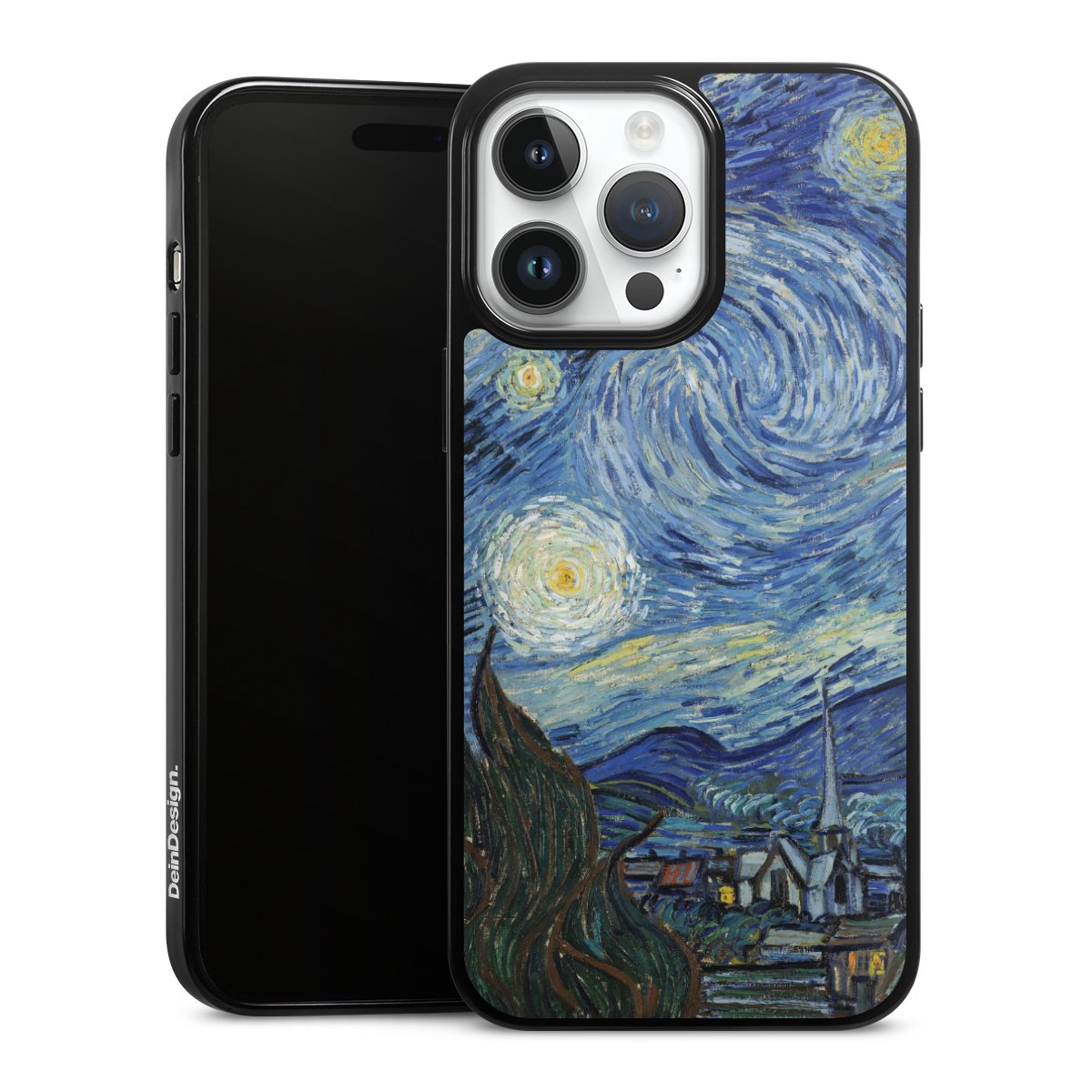 iPhone 14 Pro Max Handy Silikon Hülle Case schwarz Handyhülle The Starry Night Kunst Vincent Van Gogh