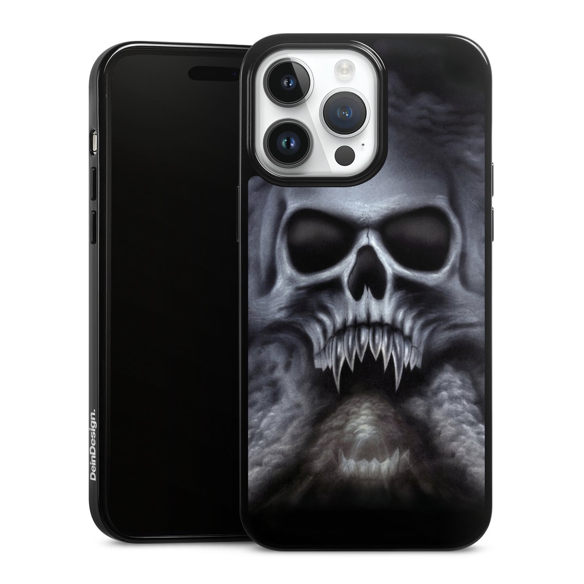 iPhone 14 Pro Max Handy Silikon Hülle Case schwarz Handyhülle Totenkopf Skull