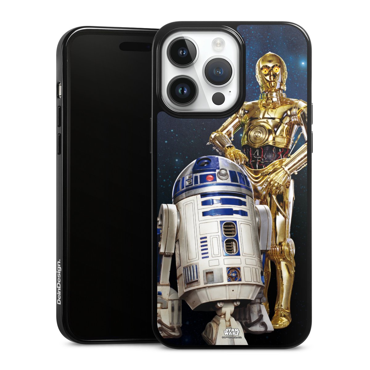 iPhone 14 Pro Max Handy Silikon Hülle Case schwarz Handyhülle Weltall Star Wars R2d2