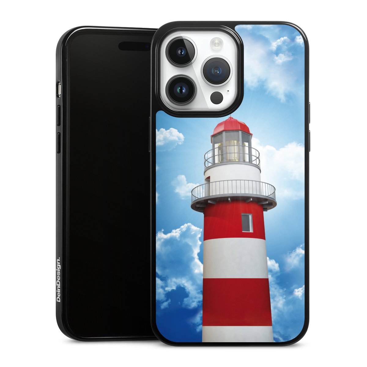 iPhone 14 Pro Max Handy Silikon Hülle Case schwarz Handyhülle Lighthouse Sky Cloud