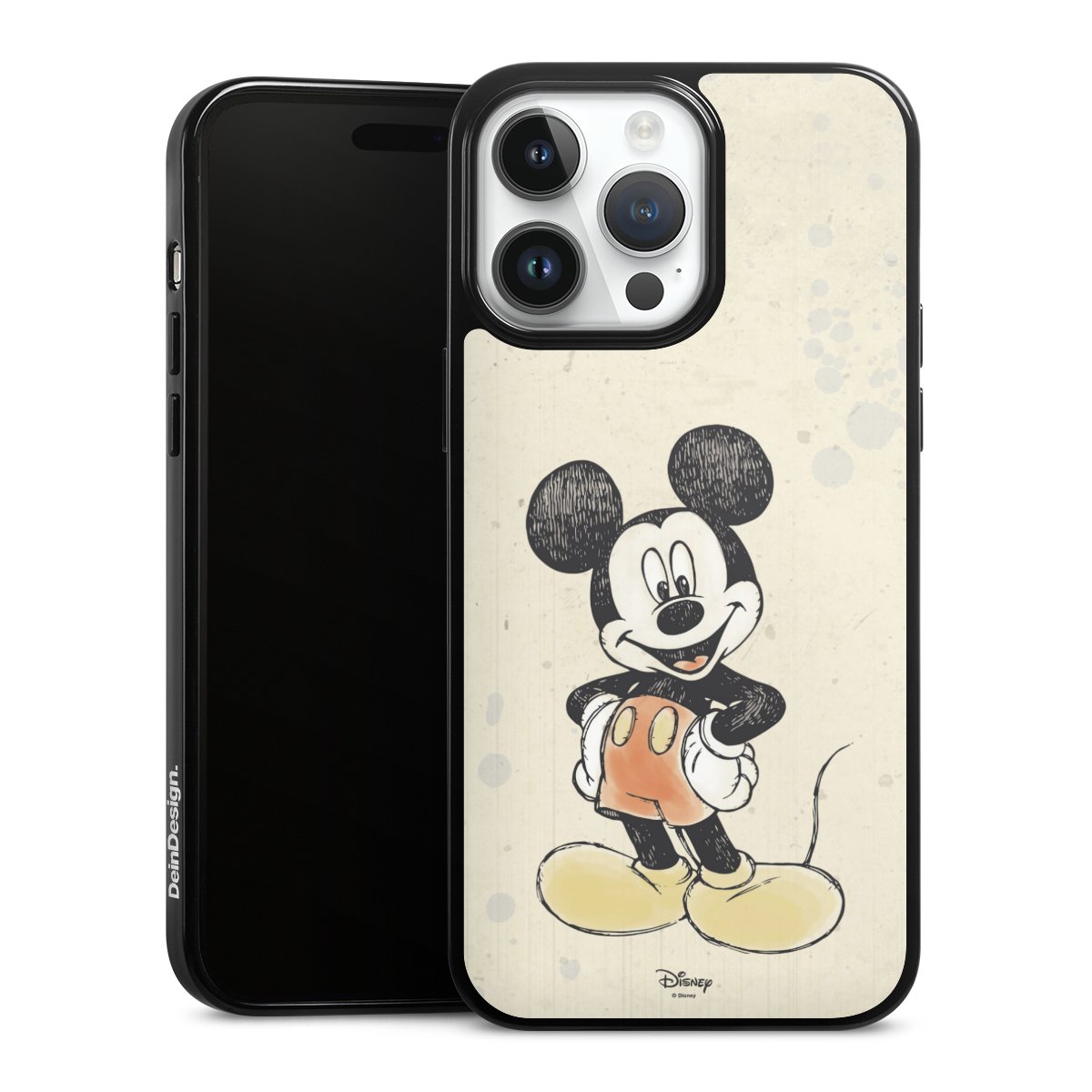 iPhone 14 Pro Max Handy Silikon Hülle Case schwarz Handyhülle Water Colour Mickey & Minnie Mouse Official Licensed Product