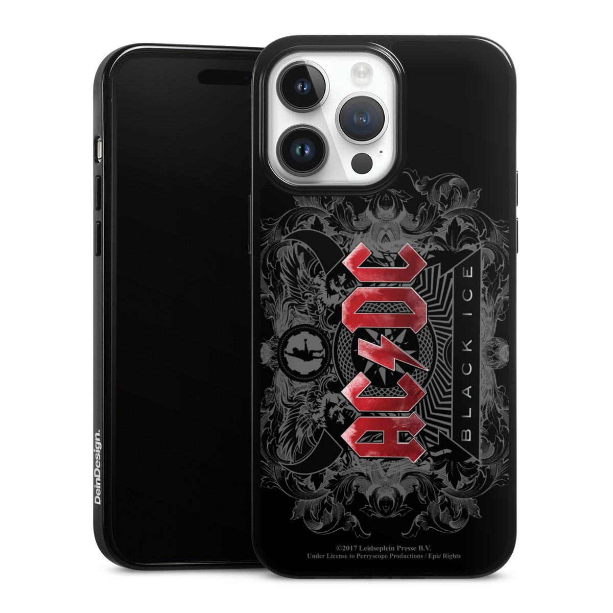 iPhone 14 Pro Max Handy Silikon Hülle Case schwarz Handyhülle Merchandise Black Ice Acdc