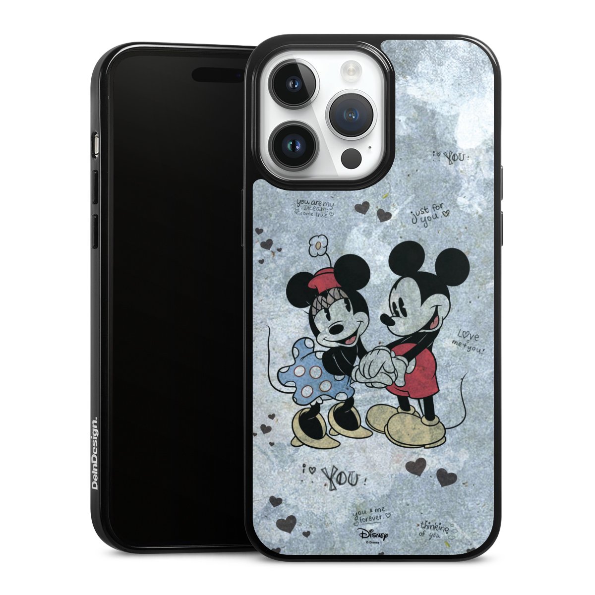 iPhone 14 Pro Max Handy Silikon Hülle Case schwarz Handyhülle Mickey & Minnie Mouse Vintage Disney