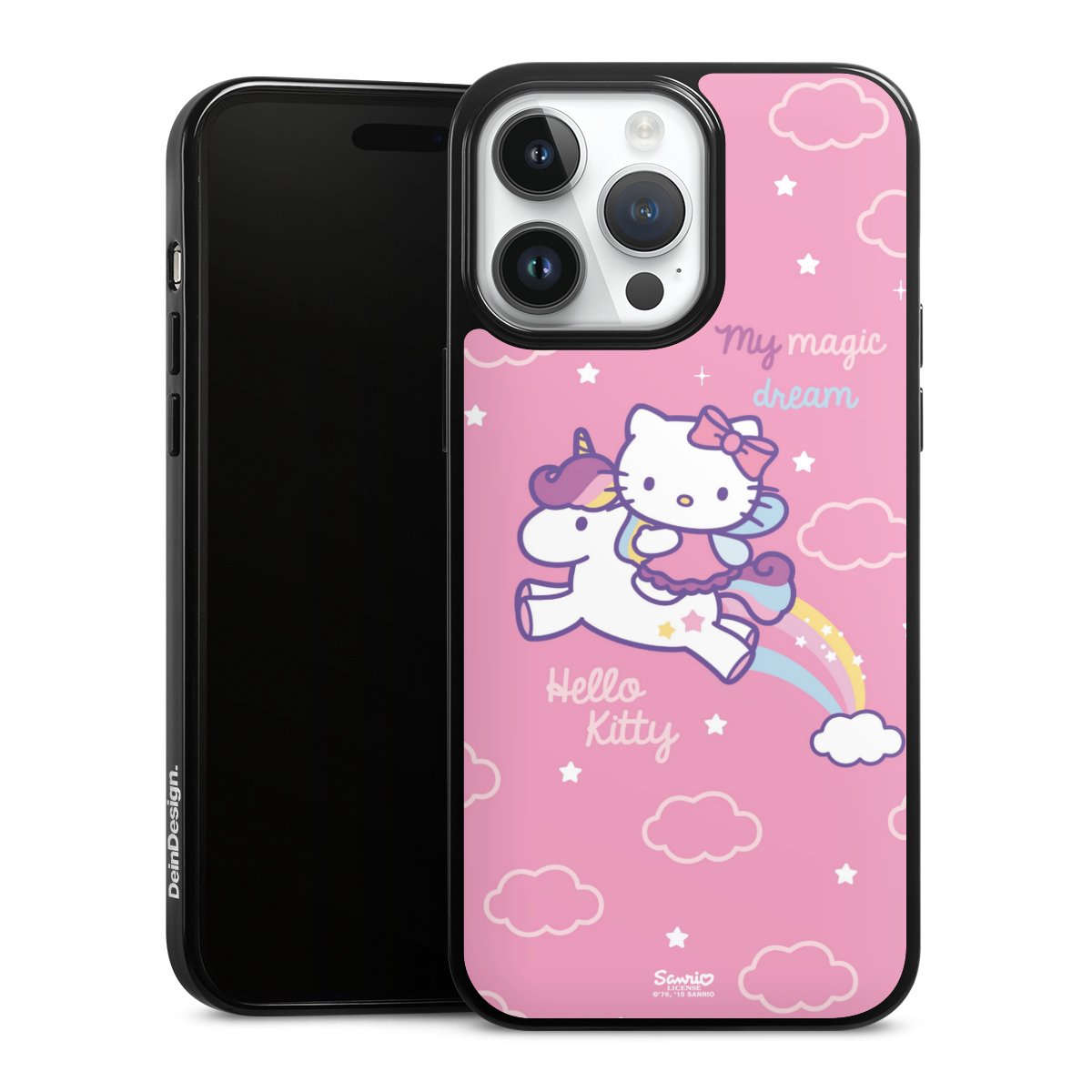 iPhone 14 Pro Max Handy Silikon Hülle Case schwarz Handyhülle Einhorn Official Licensed Product Hello Kitty