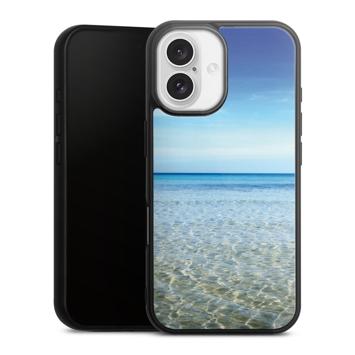 iPhone 16 Handy Gallery Case Handyhülle 9H Gehärtetes Glas Rückseite Hülle Urlaub Sky Ocean Gallery Case