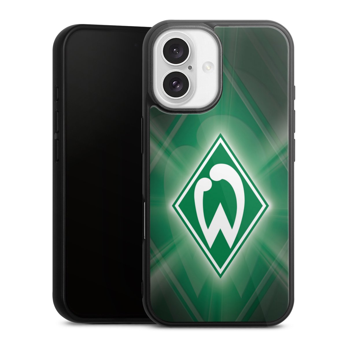 iPhone 16 Handy Gallery Case Handyhülle 9H Gehärtetes Glas Rückseite Hülle Sv Werder Bremen Official Licensed Product Coat Of Arms Gallery Case