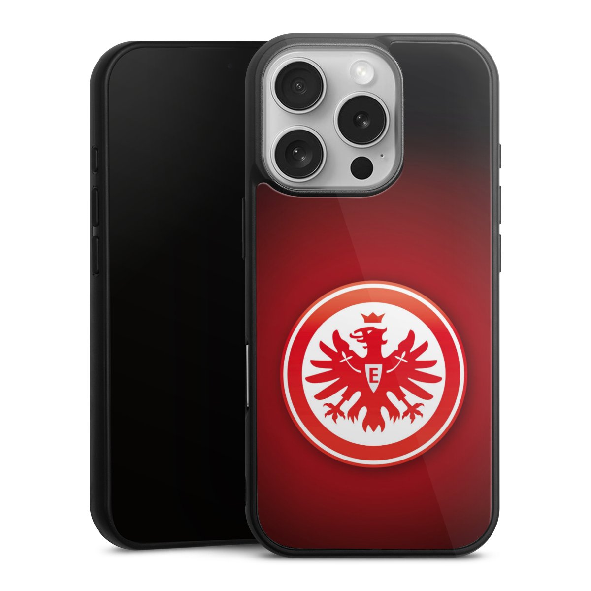 iPhone 16 Pro Handy Gallery Case Handyhülle 9H Gehärtetes Glas Rückseite Hülle Eintracht Frankfurt Official Licensed Product Coat Of Arms Gallery Case