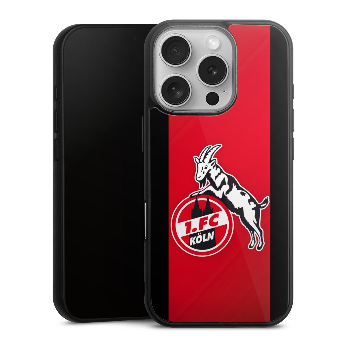 iPhone 16 Pro Handy Gallery Case Handyhülle 9H Gehärtetes Glas Rückseite Hülle Official Licensed Product Billy Goat Hennes 1. Fc Köln Gallery Case