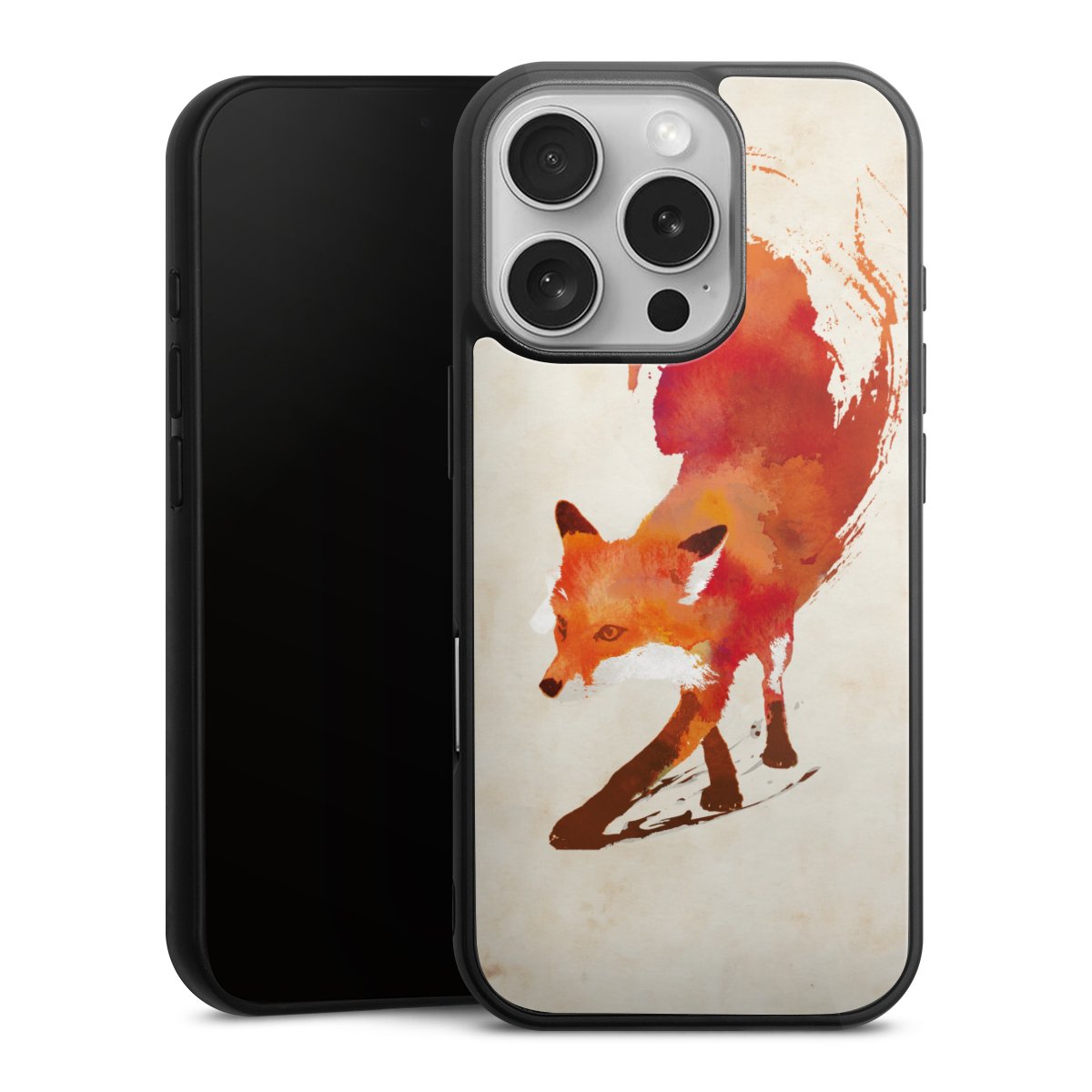 iPhone 16 Pro Handy Gallery Case Handyhülle 9H Gehärtetes Glas Rückseite Hülle Fox Graphic Gallery Case