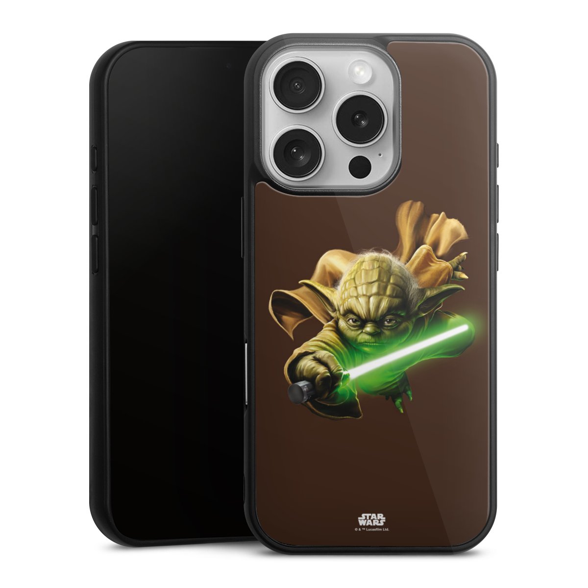 iPhone 16 Pro Handy Gallery Case Handyhülle 9H Gehärtetes Glas Rückseite Hülle Yoda Merchandise Star Wars Gallery Case