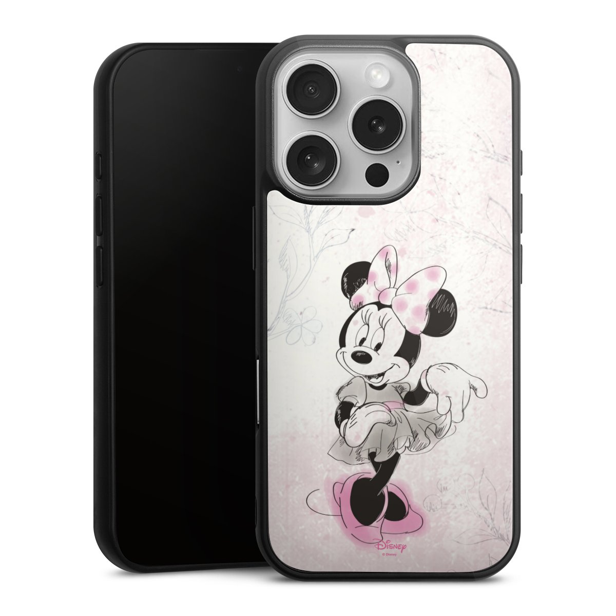 iPhone 16 Pro Handy Gallery Case Handyhülle 9H Gehärtetes Glas Rückseite Hülle Disney Minnie Mouse Vintage Gallery Case