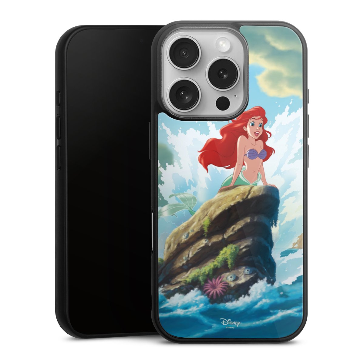 iPhone 16 Pro Handy Gallery Case Handyhülle 9H Gehärtetes Glas Rückseite Hülle Mermaid Arielle Die Meerjungfrau Official Licensed Product Gallery Case