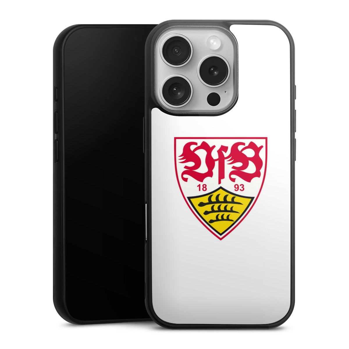 iPhone 16 Pro Handy Gallery Case Handyhülle 9H Gehärtetes Glas Rückseite Hülle Logo Official Licensed Product Vfb Stuttgart Gallery Case