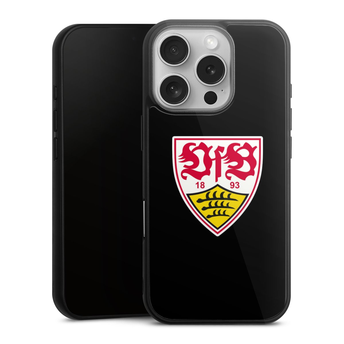 iPhone 16 Pro Handy Gallery Case Handyhülle 9H Gehärtetes Glas Rückseite Hülle Vfb Stuttgart Official Licensed Product Coat Of Arms Gallery Case