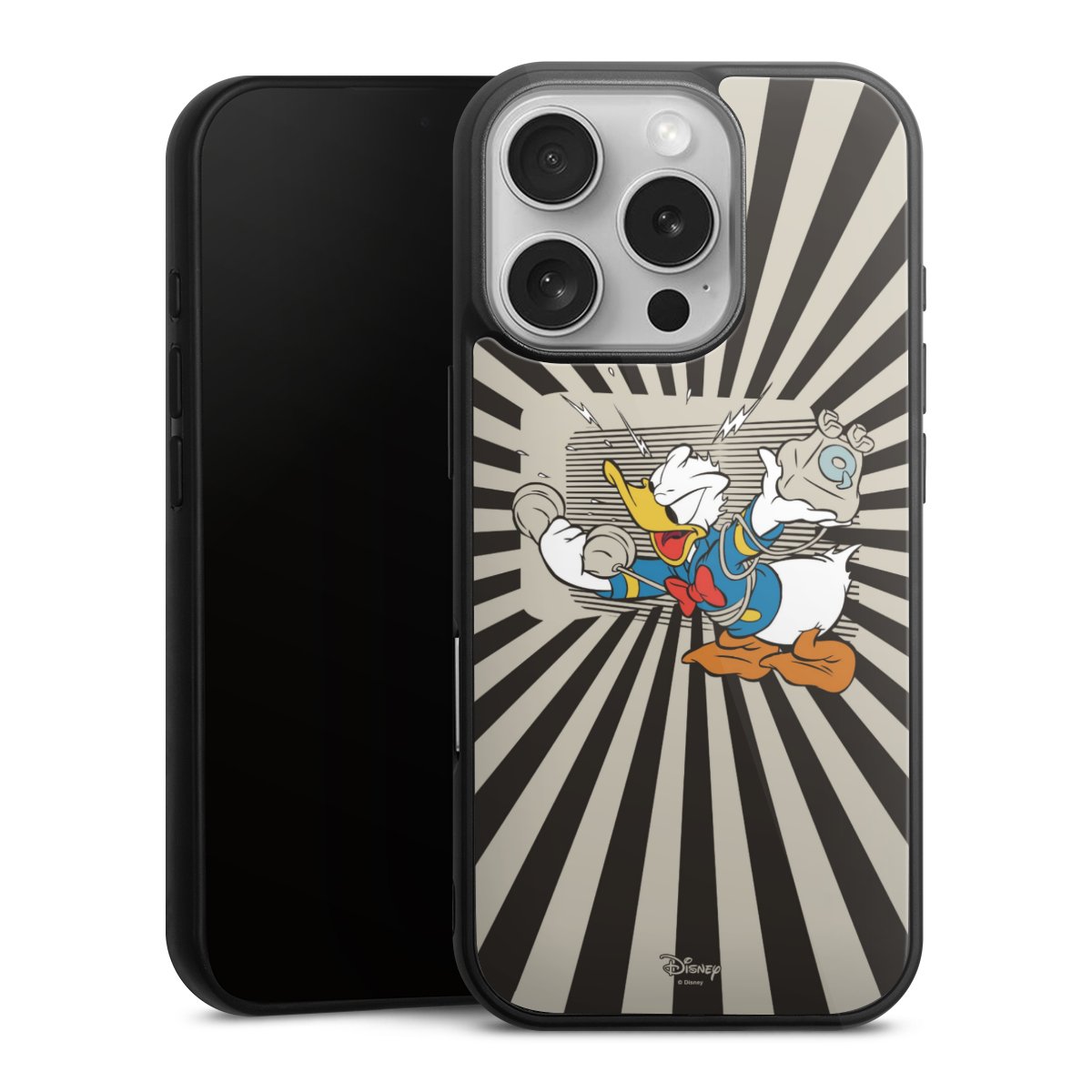 iPhone 16 Pro Handy Gallery Case Handyhülle 9H Gehärtetes Glas Rückseite Hülle Donald Duck Disney Official Licensed Product Gallery Case