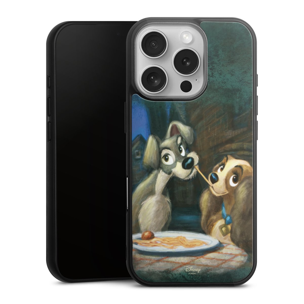 iPhone 16 Pro Handy Gallery Case Handyhülle 9H Gehärtetes Glas Rückseite Hülle Lady And The Tramp Official Licensed Product Disney Gallery Case