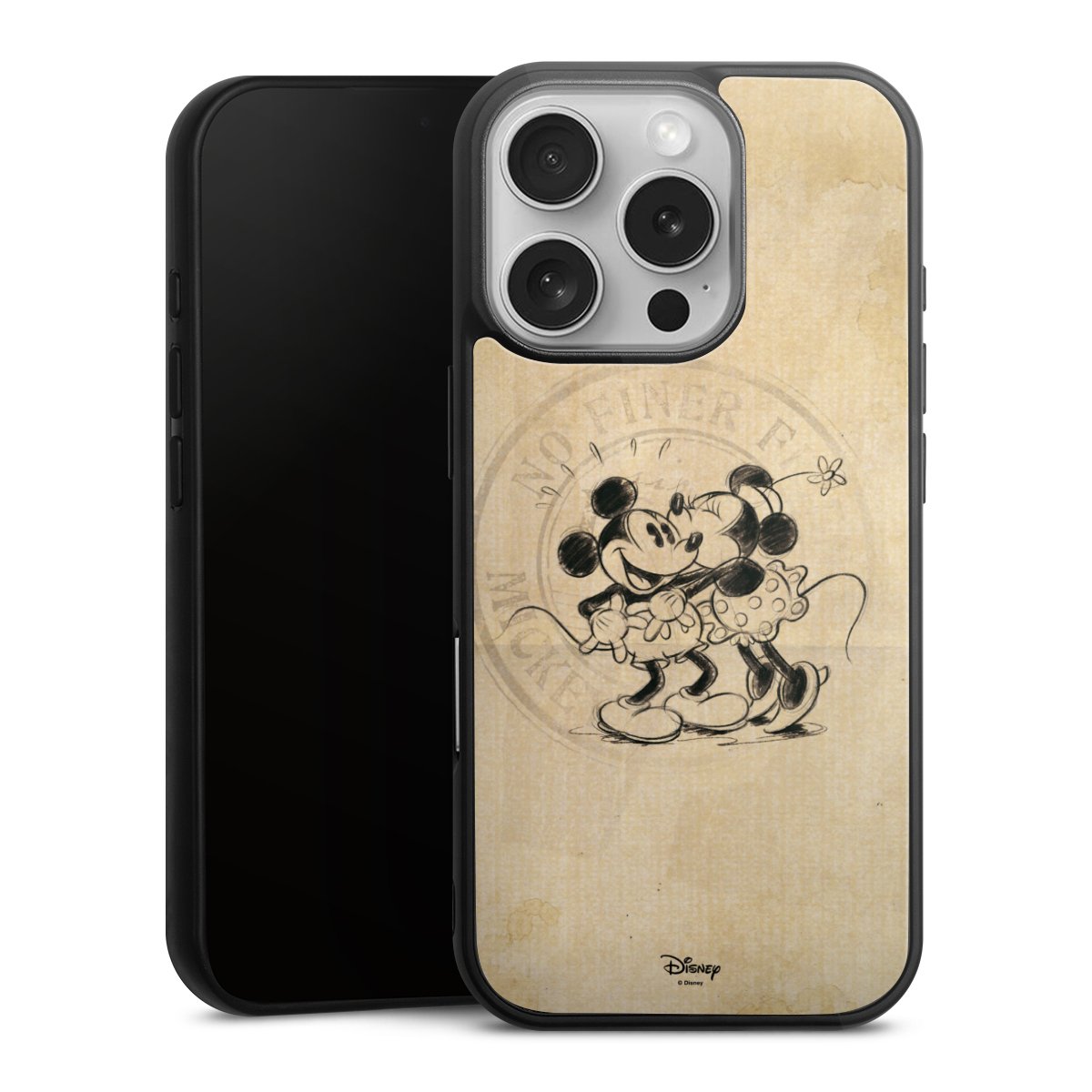 iPhone 16 Pro Handy Gallery Case Handyhülle 9H Gehärtetes Glas Rückseite Hülle Mickey Mouse Vintage Minnie Mouse Gallery Case