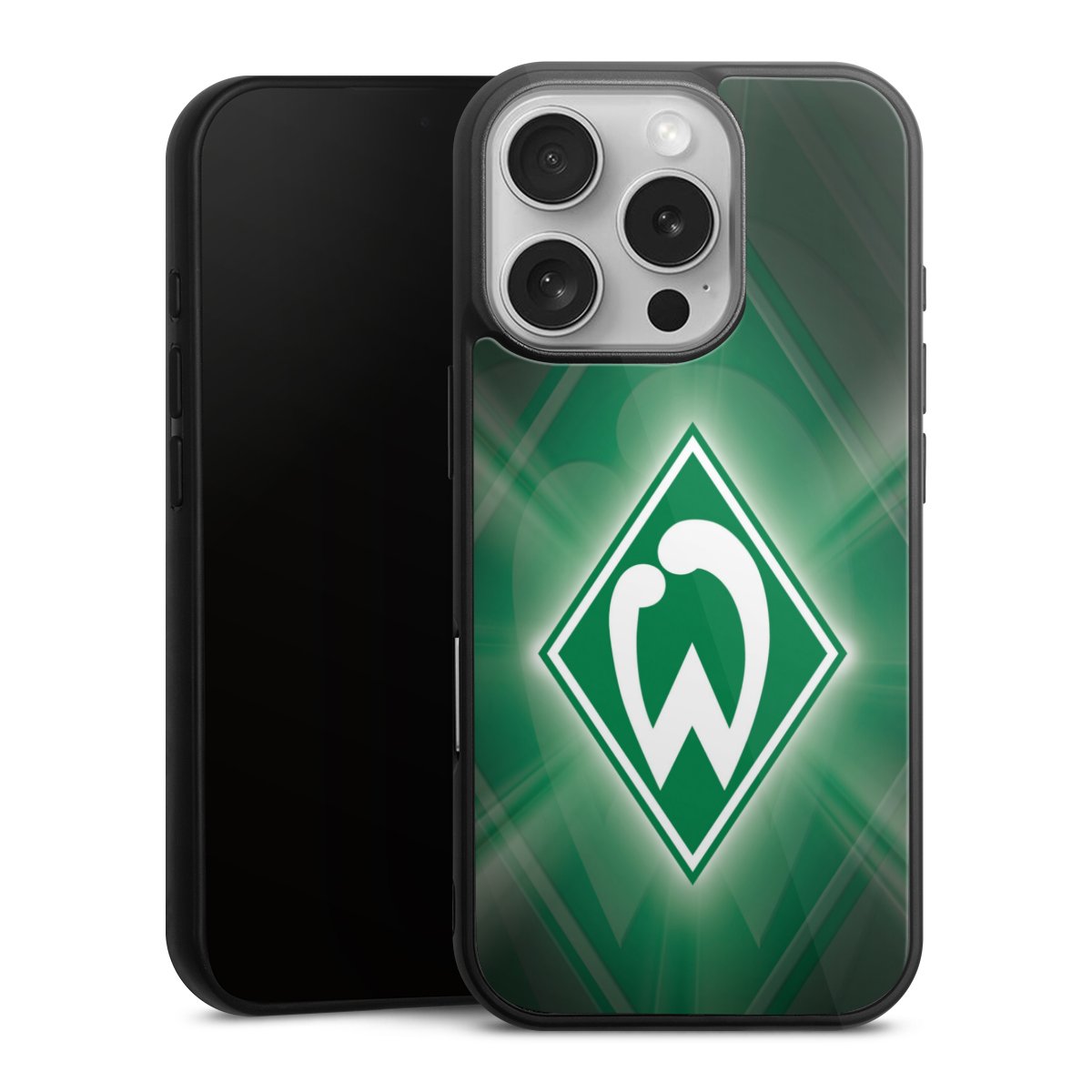 iPhone 16 Pro Handy Gallery Case Handyhülle 9H Gehärtetes Glas Rückseite Hülle Sv Werder Bremen Official Licensed Product Coat Of Arms Gallery Case