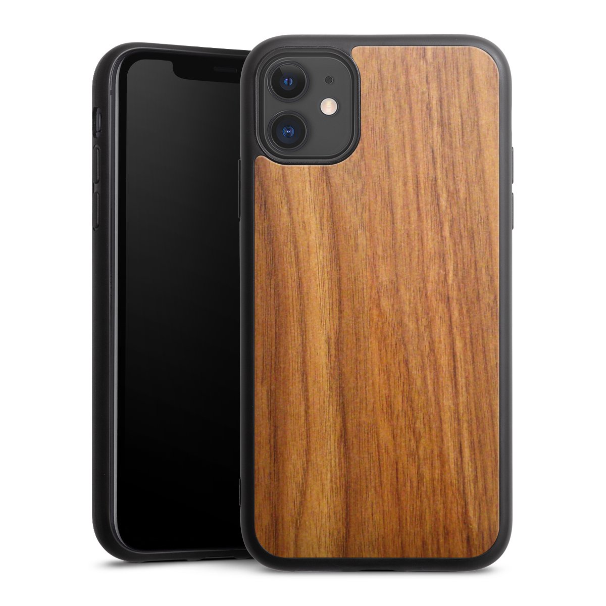 iPhone 11 Handy Gallery Case Handyhülle 9H Gehärtetes Glas Rückseite Hülle Wood Larch Wooden Look Gallery Case