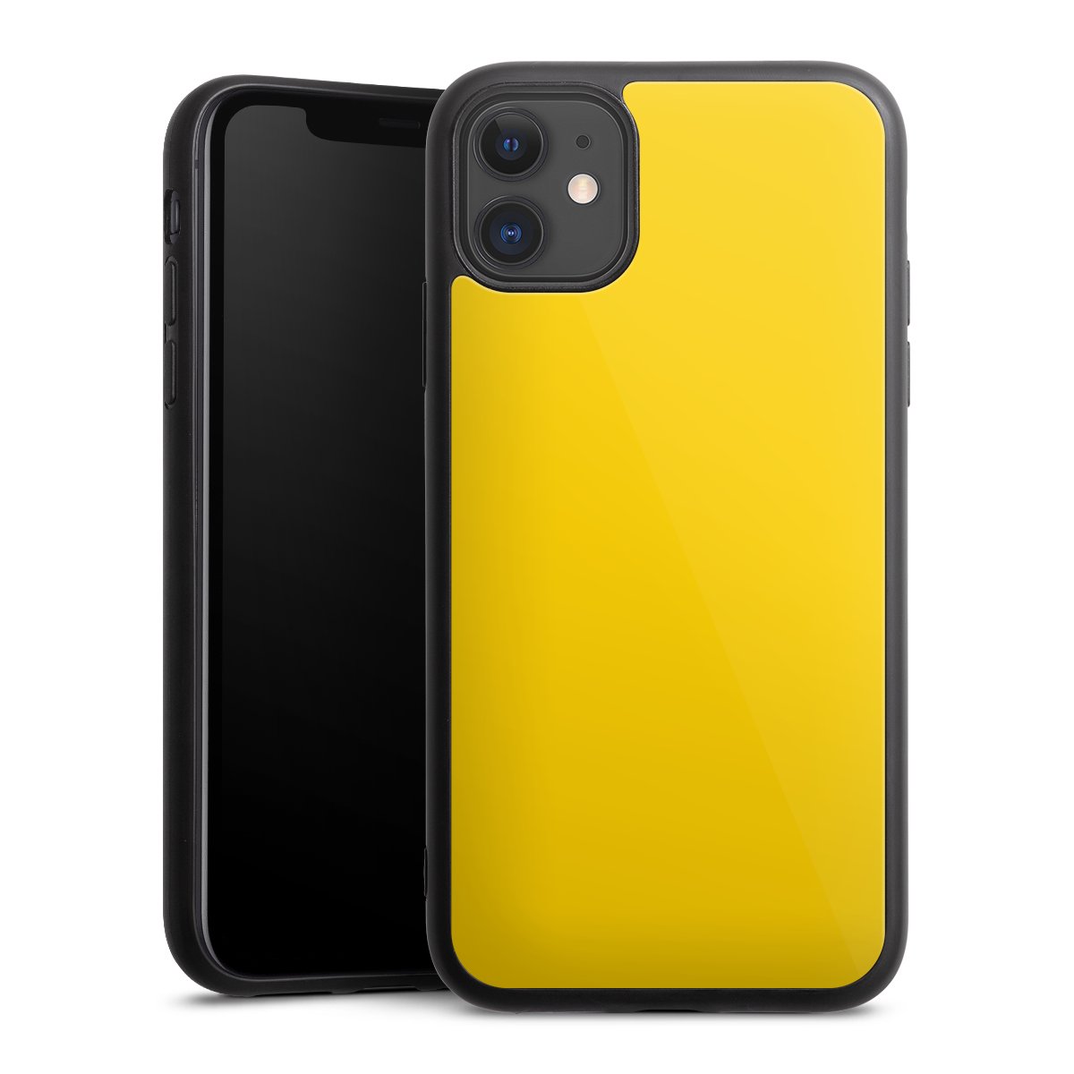 iPhone 11 Handy Gallery Case Handyhülle 9H Gehärtetes Glas Rückseite Hülle Yellow Unicoloured Colour Gallery Case