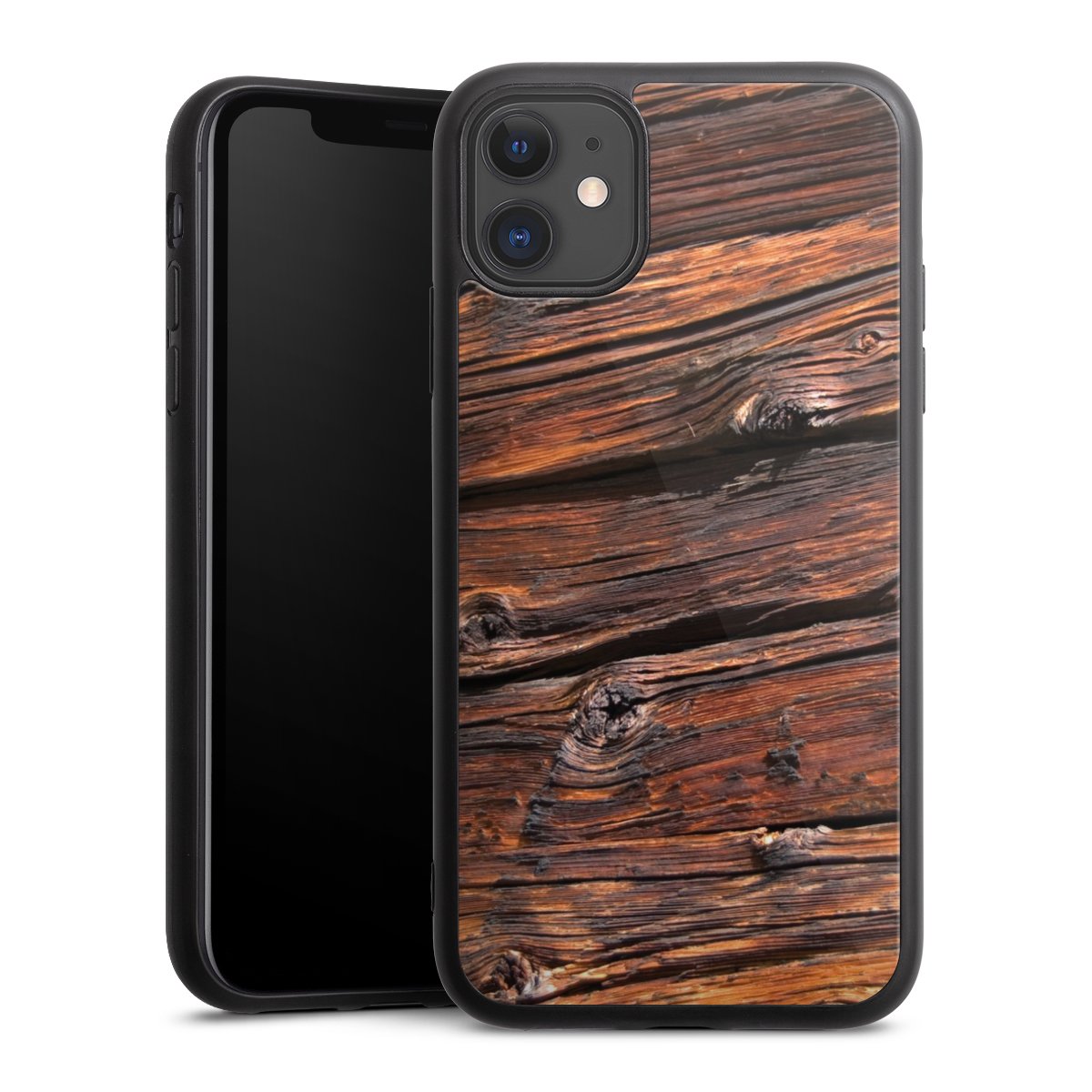 iPhone 11 Handy Gallery Case Handyhülle 9H Gehärtetes Glas Rückseite Hülle Beams Wooden Look Wood Gallery Case