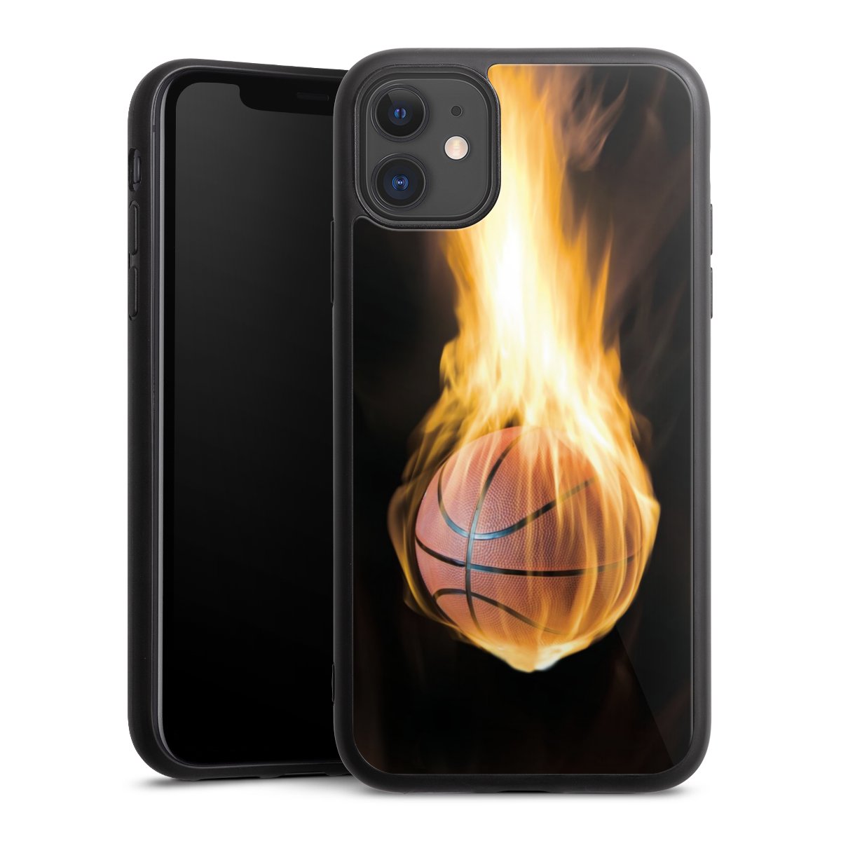 iPhone 11 Handy Gallery Case Handyhülle 9H Gehärtetes Glas Rückseite Hülle Basketball Sports Fire Gallery Case