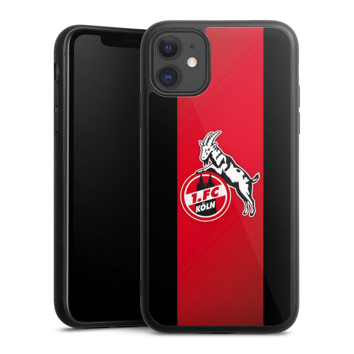 iPhone 11 Handy Gallery Case Handyhülle 9H Gehärtetes Glas Rückseite Hülle Official Licensed Product Billy Goat Hennes 1. Fc Köln Gallery Case