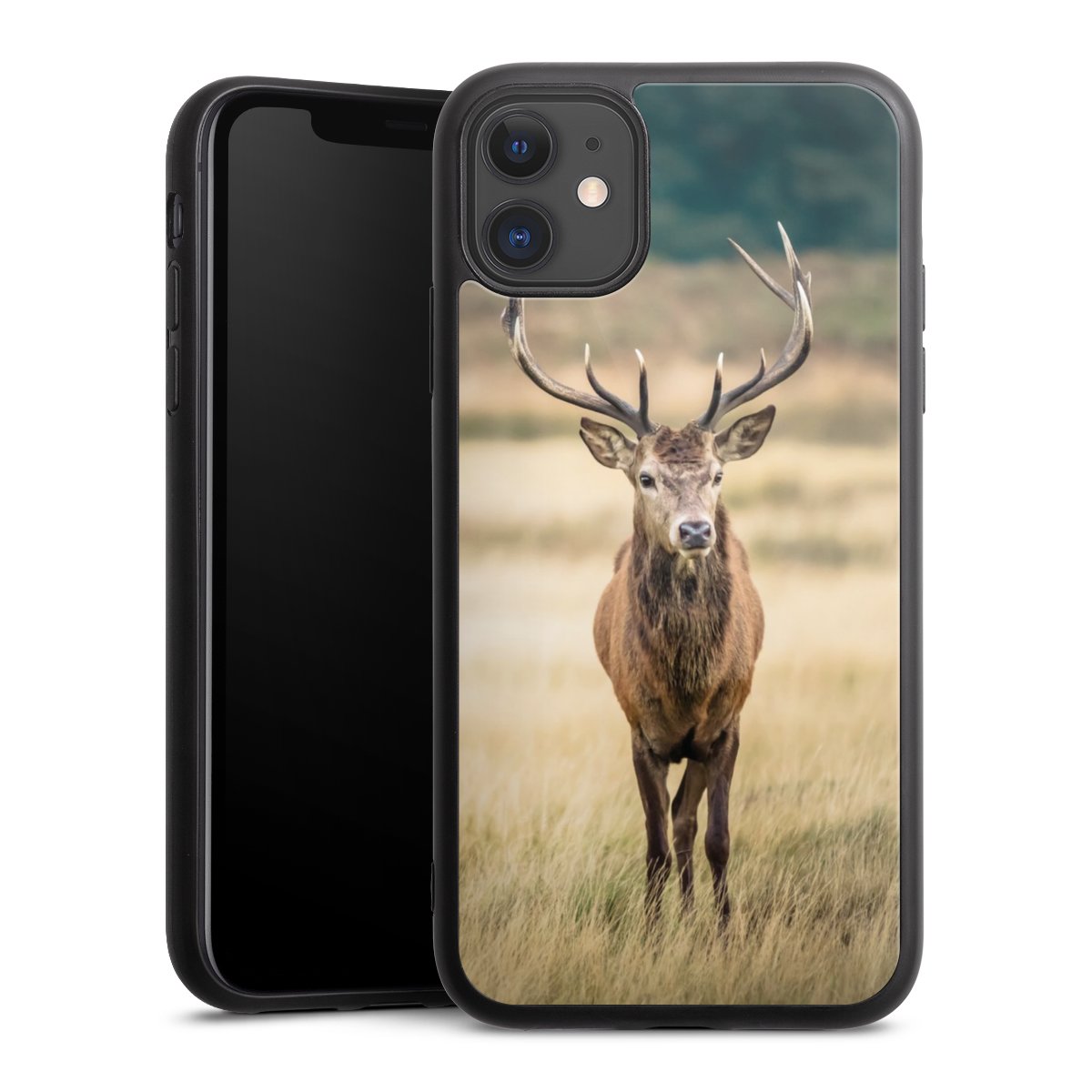 iPhone 11 Handy Gallery Case Handyhülle 9H Gehärtetes Glas Rückseite Hülle Deer Meadow Forrest Gallery Case