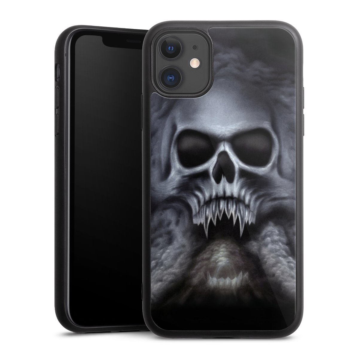 iPhone 11 Handy Gallery Case Handyhülle 9H Gehärtetes Glas Rückseite Hülle Totenkopf Skull Gallery Case