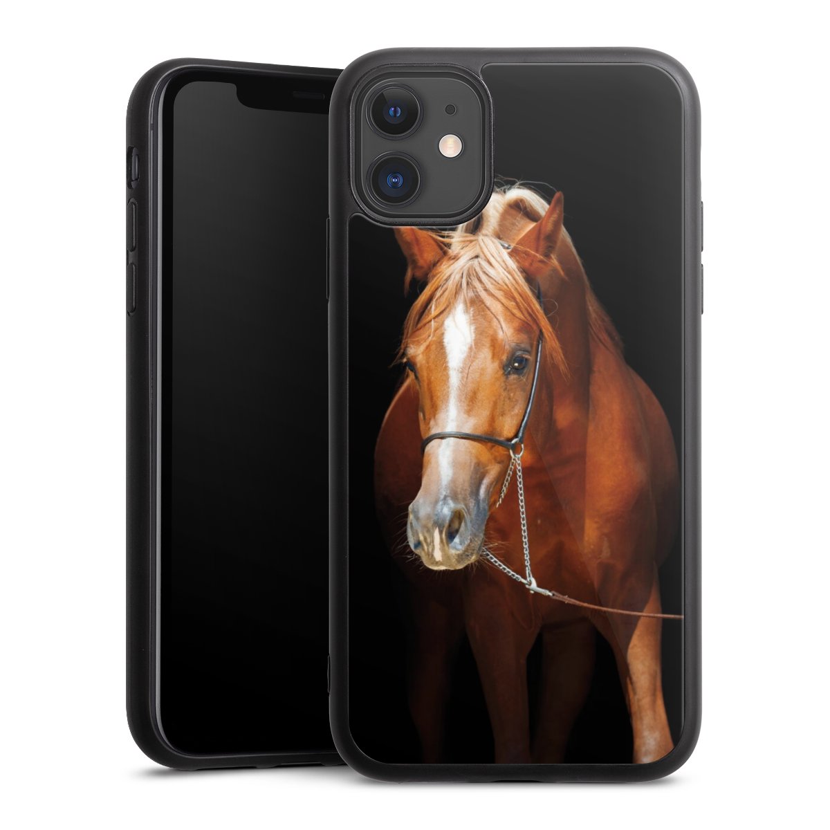 iPhone 11 Handy Gallery Case Handyhülle 9H Gehärtetes Glas Rückseite Hülle Mare Horse Hobby Gallery Case