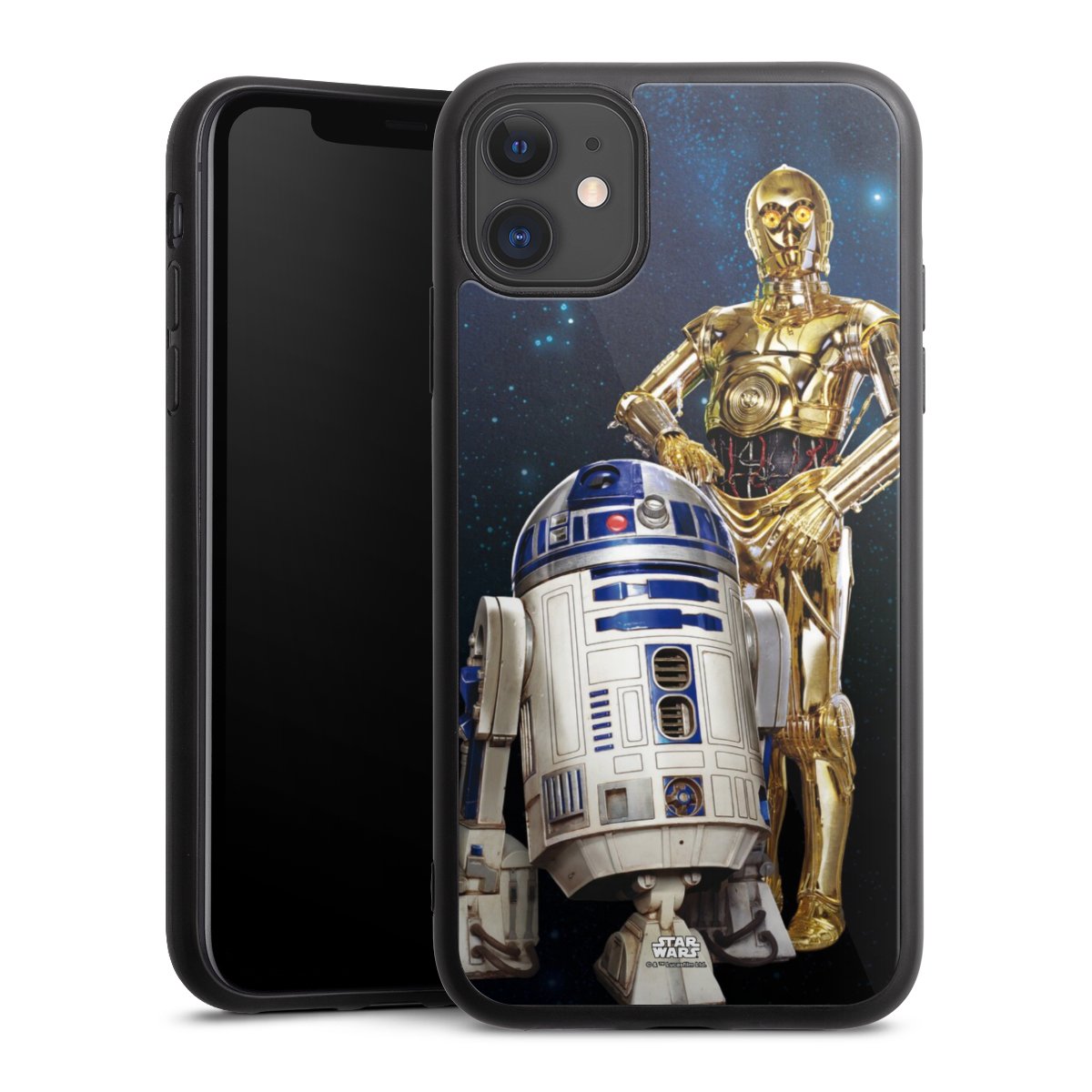 iPhone 11 Handy Gallery Case Handyhülle 9H Gehärtetes Glas Rückseite Hülle Weltall Star Wars R2d2 Gallery Case