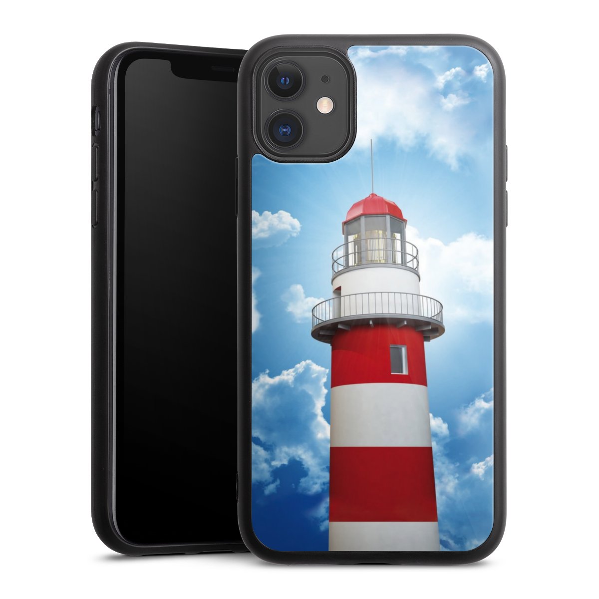 iPhone 11 Handy Gallery Case Handyhülle 9H Gehärtetes Glas Rückseite Hülle Lighthouse Sky Cloud Gallery Case