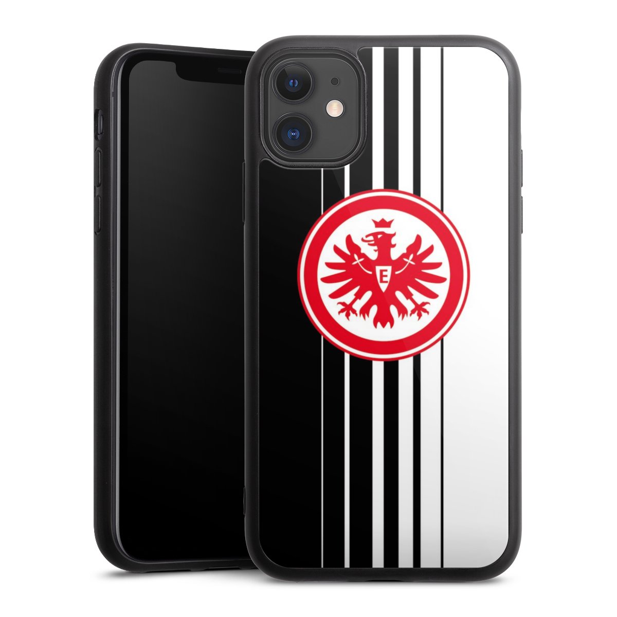 iPhone 11 Handy Gallery Case Handyhülle 9H Gehärtetes Glas Rückseite Hülle Stripes Eintracht Frankfurt Official Licensed Product Gallery Case